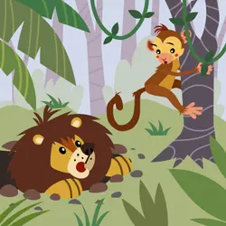 The Lion, the Monkey, and the Clever Bird-Storytelling Podcast for Kids:E289