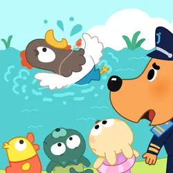 Safety Sheriff Labrador👮: Crane, the Swimming Professor🦩